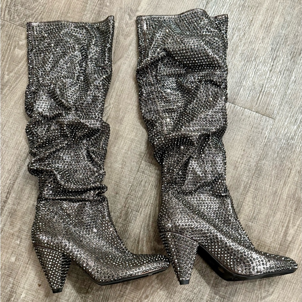 INC International Concepts Silver Studded Heeled Boots